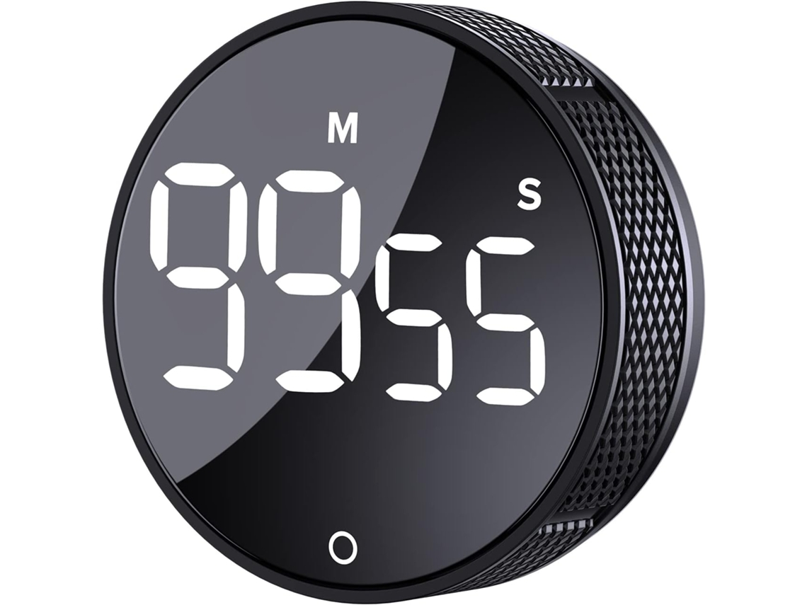 Temporizador De Cozinha Digital Com Visor Led Para Cozinhar, Assar, Treinar, Ensinar Crianças E Idosos, Fácil De Usar, Preto