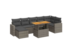 Conjunto de 8 Sofás de Jardim com Almofadões Vime Pe Cinzento MAISON EXCLUSIVE (8 pcs)