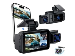 Dash Cam 3 Câmeras, Dvr 1080p, Wi Fi, 3 Polegadas, Gravador De Vídeo, Câmera De Visão Traseira, Sensor G, Caixa Preta, Três Gravações Zeuxo