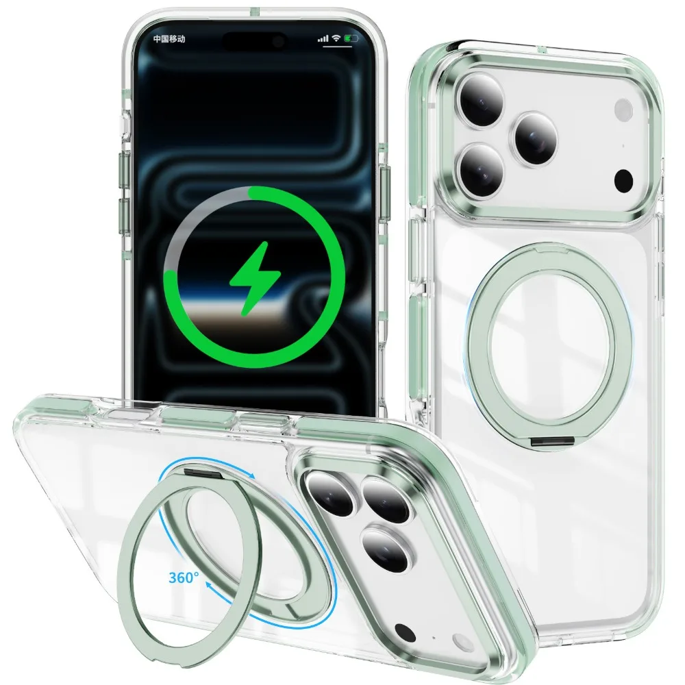 (verde, Iphone 13 Pro Max) Capa Magnética Para Celular Com Suporte Giratório De 360° E Proteção Contra Quedas Com Airbag.