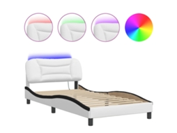 Bed Frame, Bed Frames Vidaxl Branco Couro Artificial (100 X 200 Cm)
