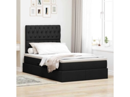 Vidaxl Cama De Armazenamento Led Com Colchão Preto 120 X 200 Cm Tecido