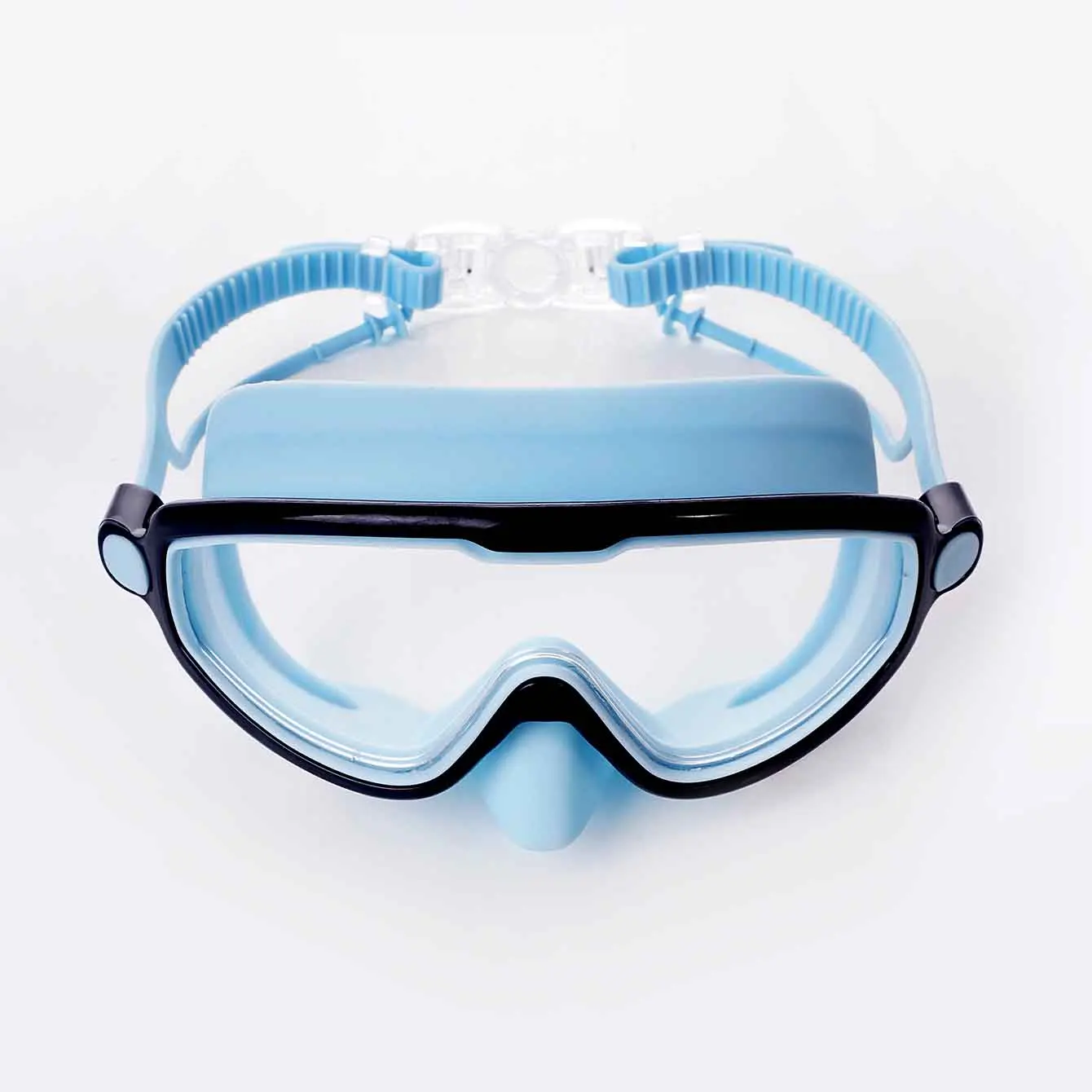 (azul) Um Par De Óculos De Natação Com Proteção Nasal, Amplo Campo De Visão, Tratamento Antiembaçante E Proteção Uv.
