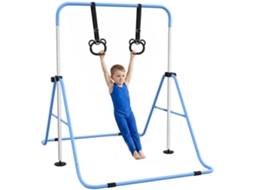 Barra Ginástica Infantil ajustável com 5 níveis, anéis e azul