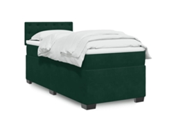 Vidaxl Cama Com Molas/colchão 90x190 Cm Veludo Verde-escuro
