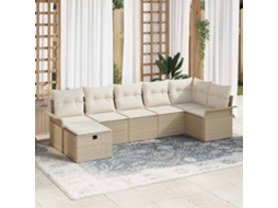Vidaxl Conjunto de Sofá de Jardim 7 Pcs Bege Rattan Sintético