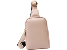 Pochete Feminina Rosa Em Couro Pu Com Bolso Duplo, Design Moderno E Toque Confortável.