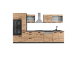 Cozinha R-Line, 350 cm com armário alto, sem bancada, carvalho dourado/antracite, Vicco