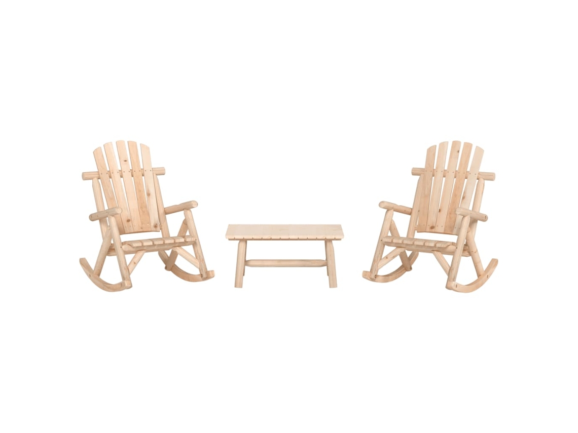 Vidaxl 3 Pcs Conjunto Lounge De Jardim Madeira De Abeto Maciça