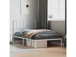 Vidaxl Estrutura De Cama Em Metal Com Cabeceira 107x203 Cm Branco