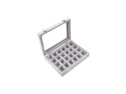 Organizador De Bijuterias Em Caixa Sistema De Fechadura Metálica Portátil 24 Compartimentos Removíveis 20x15x5cm Cinza