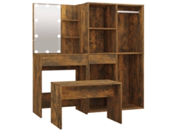 Dressing Table Set With Led, Dressing Table Sets With Leds Vidaxl Marrom Madeira Processada (n/a)