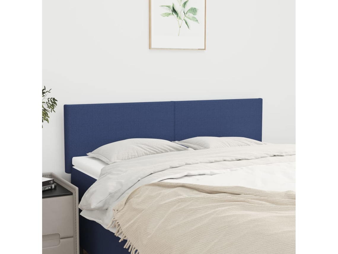 Cabecero de tela de 2 piezas 72x5x78/88 cm azul