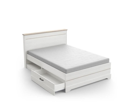 Cama de adultos de cabana branca com 2 gavetas 140 x 190-200 x High 102 cm DeMeyere