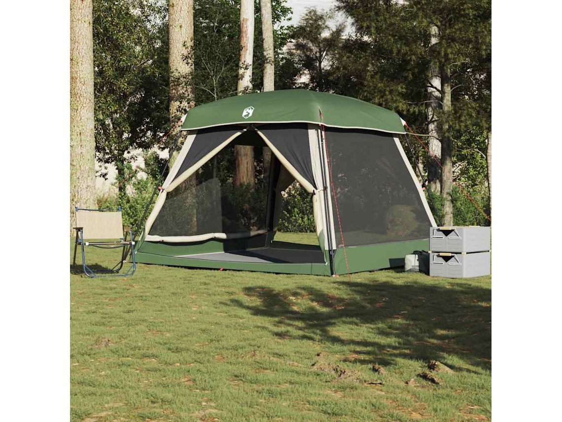 Vidaxl Tenda Familiar Estilo Cabana Para 6 Pessoas Impermeável Verde