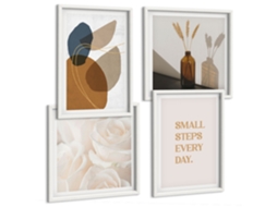 Quadros Decorativos Para Parede Formas Abstratas, Conjunto Moldura Branca Fotos Para O Escritório Espelharte (conjunto De 4 Imagens)