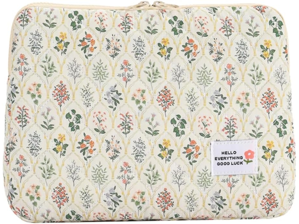 Capa Para Laptop Fofa, Bolsa De Computador Fofa, Capa De Transporte Acolchoada Com Estampa Floral De 14 Polegadas, Capa Protetora Floral Brilvibera