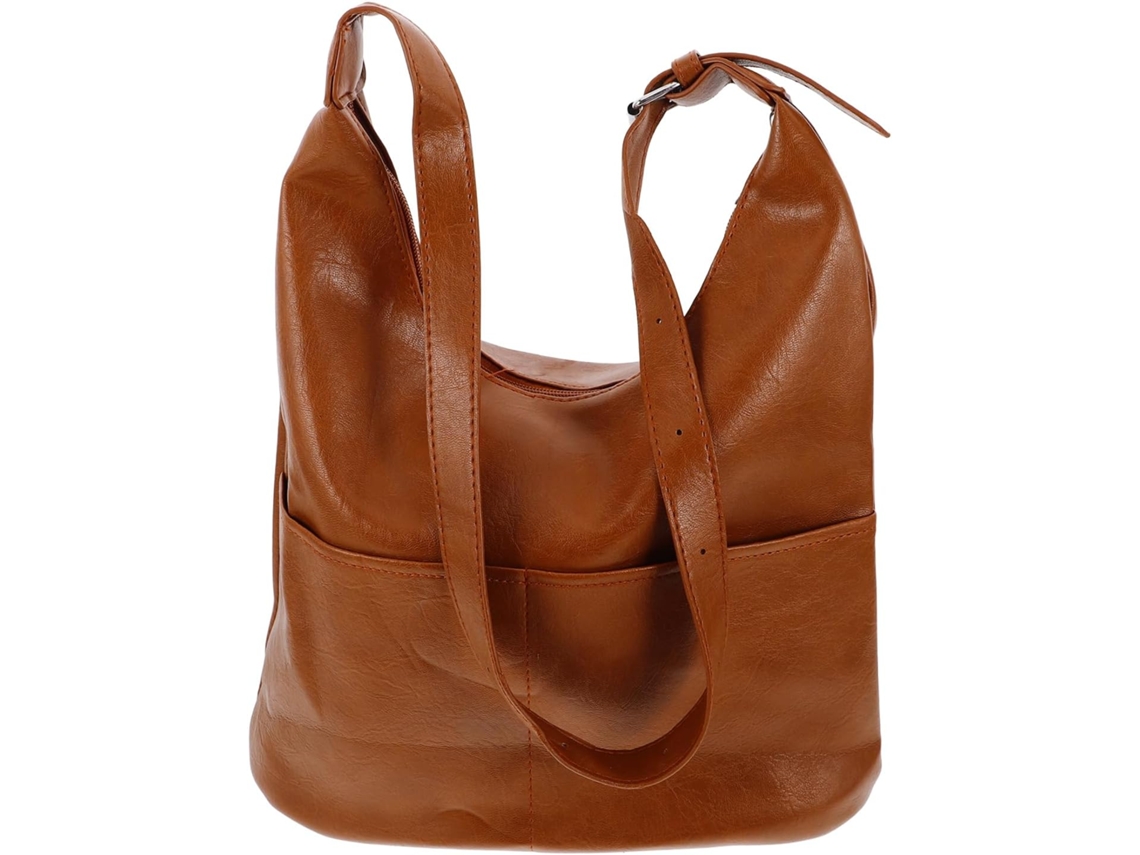 Bolsa Feminina De Pu Com Grande Capacidade, Design Retrô E Diversas Opções De Transporte.