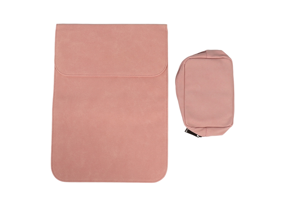 Funda vertical de piel sintética para portátiles de 14,1 a 15,4 pulgadas con bolsillo para cables rosa S/MARCA