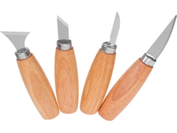 Conjunto De 4 Facas Afiadas De Aço Inoxidável Para Entalhar Madeira Com Cabos De Madeira, Design Organizado E