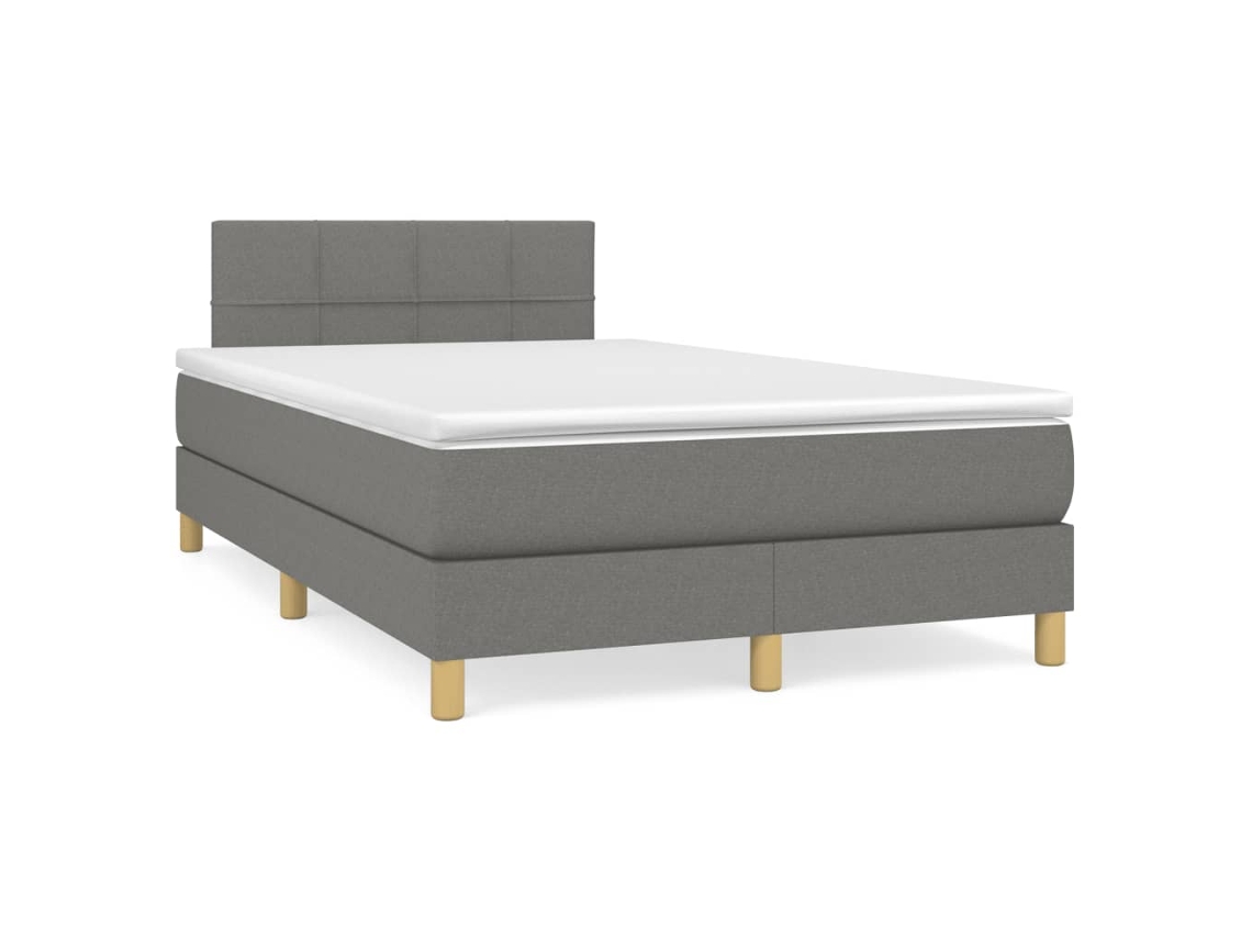 Vidaxl Cama Boxspring Com Colchão 120x190 Cm Tecido Cinzento-escuro