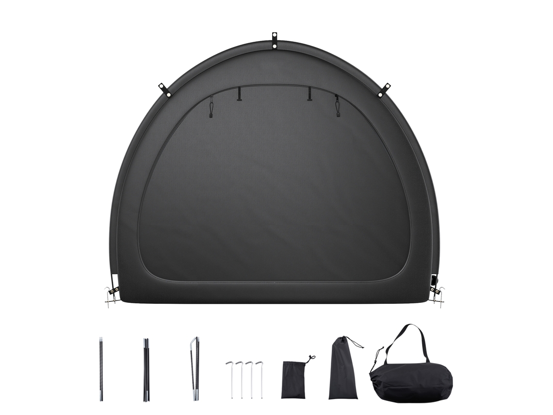 Barraca de Camping para Armazenamento Bicicletas, Impermeável em Formato Leque 203x122x169 Cm com Janela Ventilada, Fibra Vidro Alta Resistência e