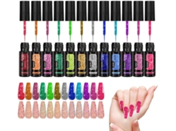 Esmalte Em Gel Com Glitter, 12 Cores - Kit Para Manicure
