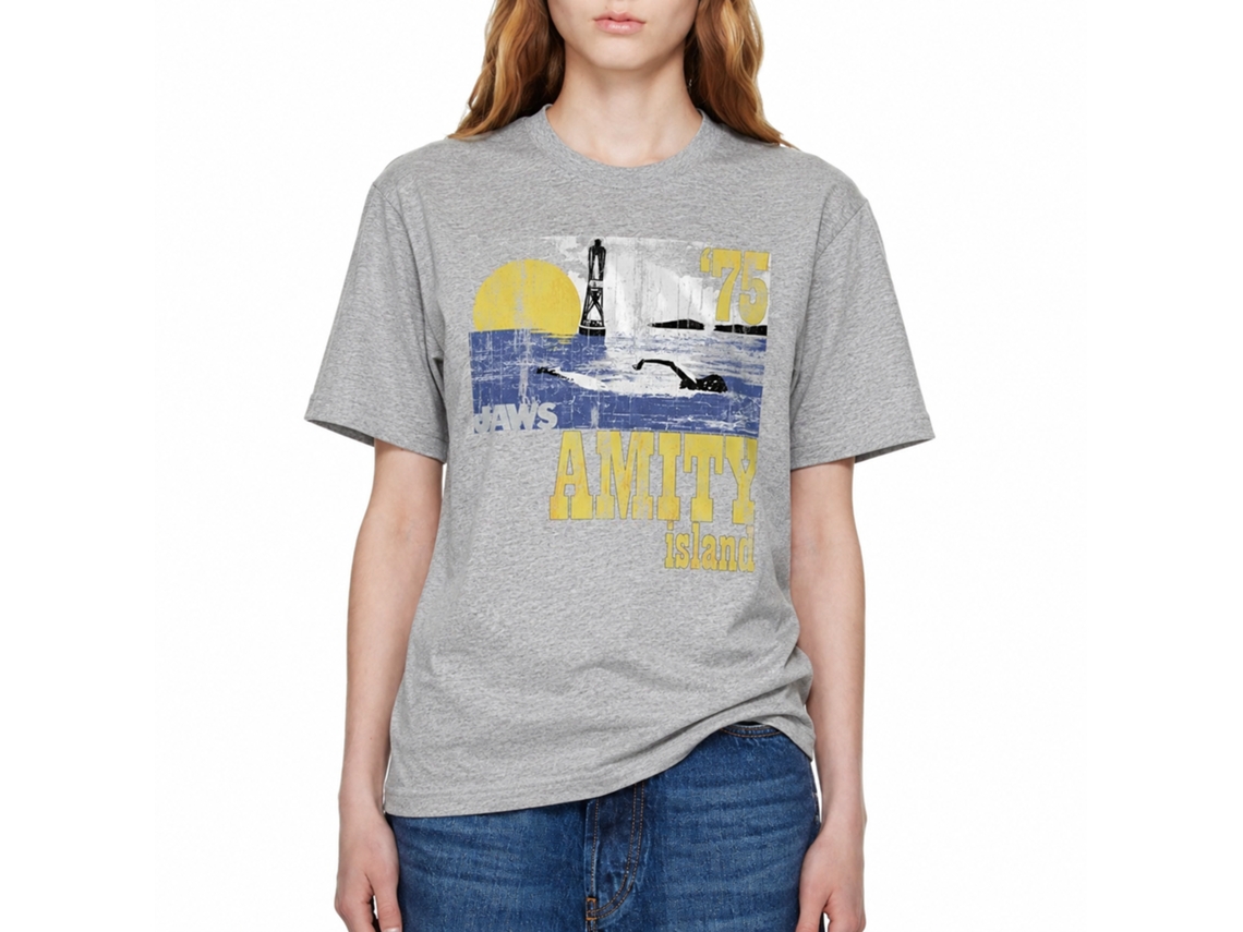 Rockinstone Jaws Movie Goin Swimming Heather Gray Adult T-shirt Size:m