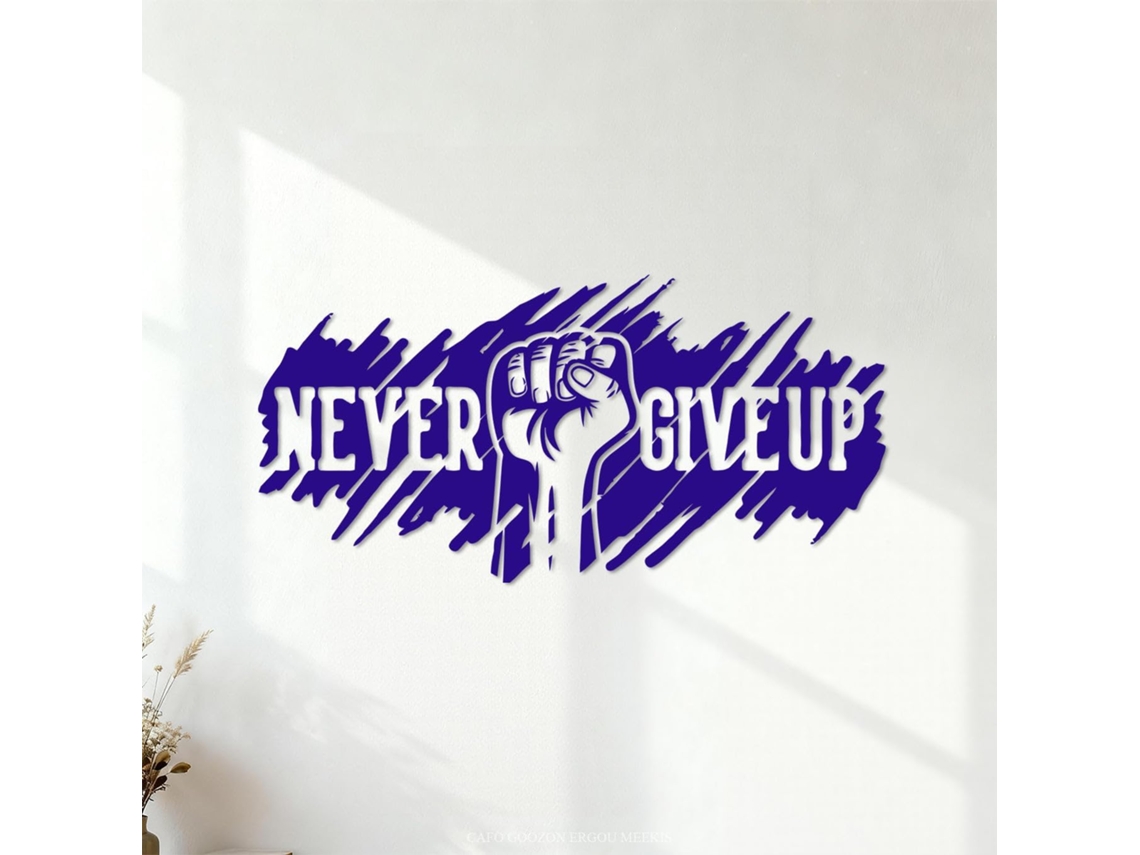 Adesivos Muraux Em Vinil Frase De Motivação Para A Ginástica: Ne Jamais Abandonner 50,4x102,4cm Multicolore Azul Foncé