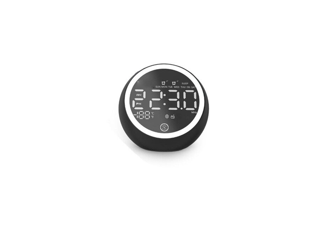 X10 Night Light Bluetooth5.0 Almejador Relógio Rádio Desktop Relógio Carregor de Telefone Usb Fm Rádio Blac