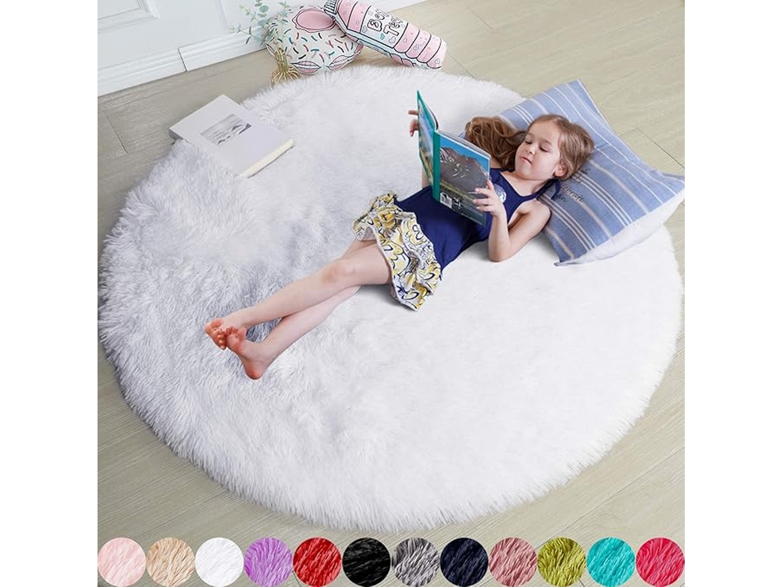 Tapete Ehstmind Redondo Quarto Circular Fofo Peludo Multicor (100x50x50cm)