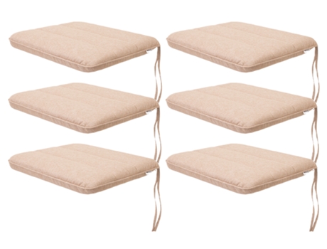 Almofada de Cadeira para Sala de Estar Cozinha Sala de Jantar Ou Jardim para Uso Interno e Externo 6 Peças 50X63Cm Unilateral Bege SALES CORE