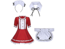 Traje de Criada Francesa Lolita para Mulher, Disfraz, Festa Halloween, Alta Qualidade, Edo4xl Vermelho MARCA
