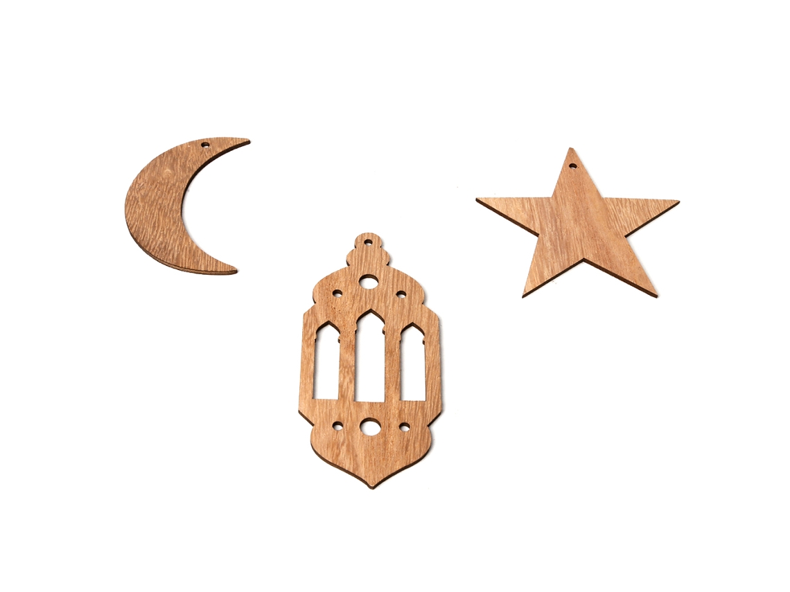 Pendure de Parede em Madeira LAXISCREED com Lua e Cordão