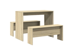 Dining Table And Bench Set, Dining Table And Bench Sets Vidaxl Marrom Madeira Processada