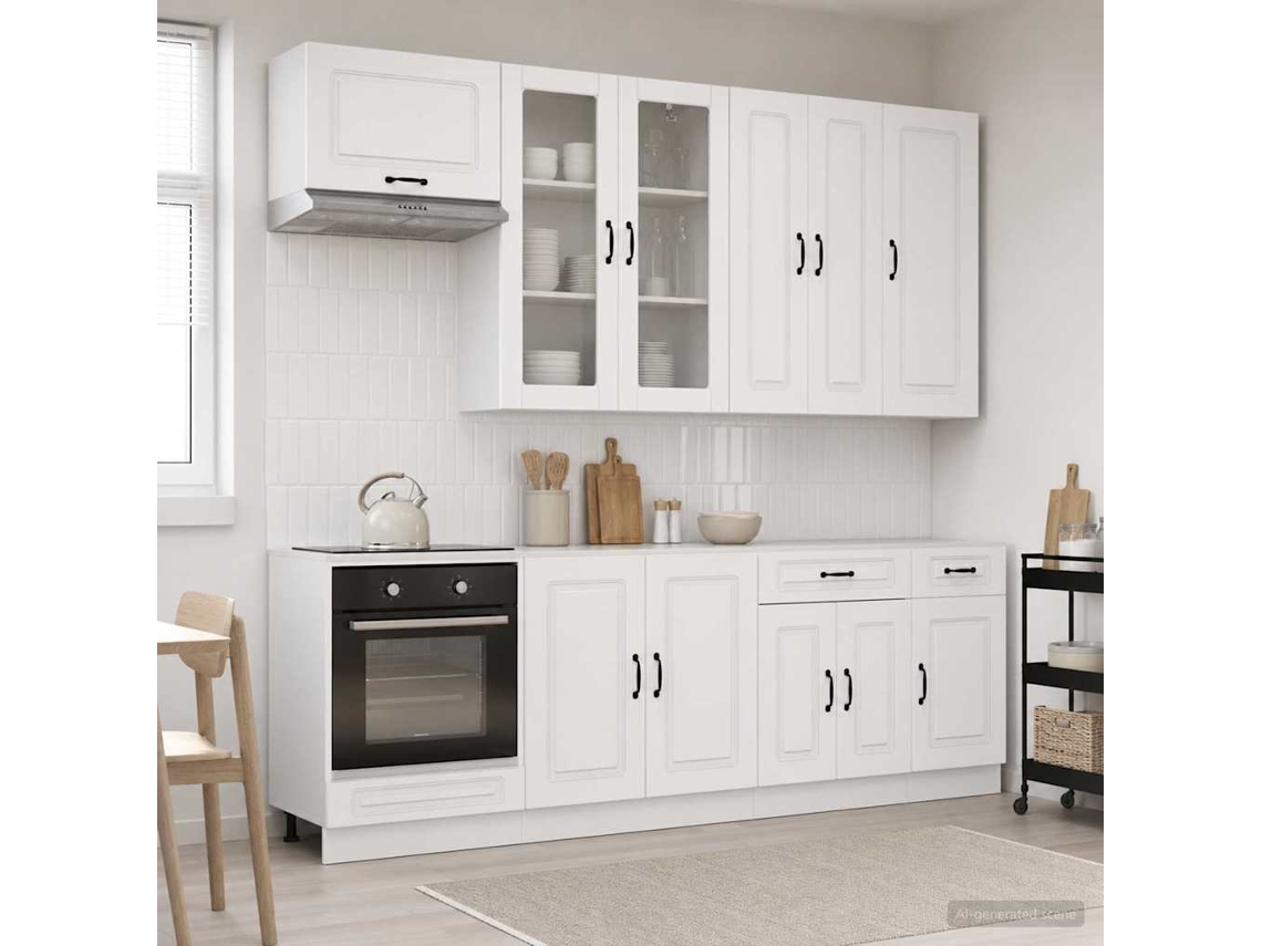 Vidaxl Unidade De Cozinha Kalmar 8 Unid. Branco Brilhante