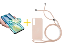 Capa + Película para Samsung Galaxy S22 5G SKYHE Rosa-Creme