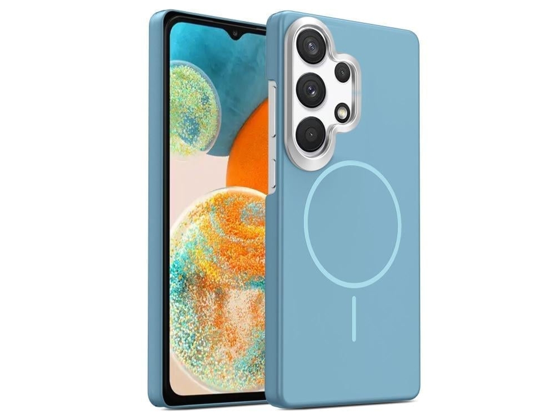 Capa Para Samsung Galaxy A23 4g Fina Circular Magsafe À Prova De Choque Dourada Em Policarbonato Azul Oceano