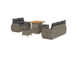 Conjunto 8 Sofá De Jardim Vidaxl Cinzento Vime Pe (80 X 80 X 71 Cm)