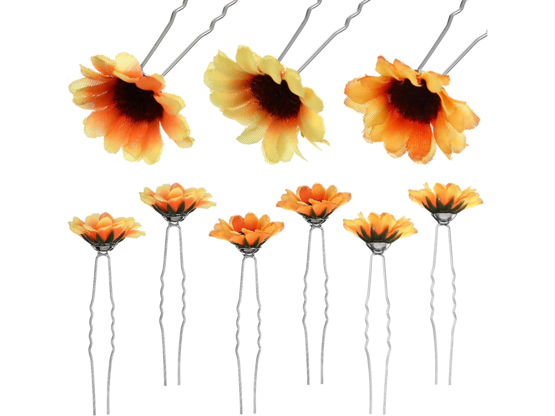 Presilhas de cabelo delicadas em amarelo girassol, 15 peças, acessórios para cabelo