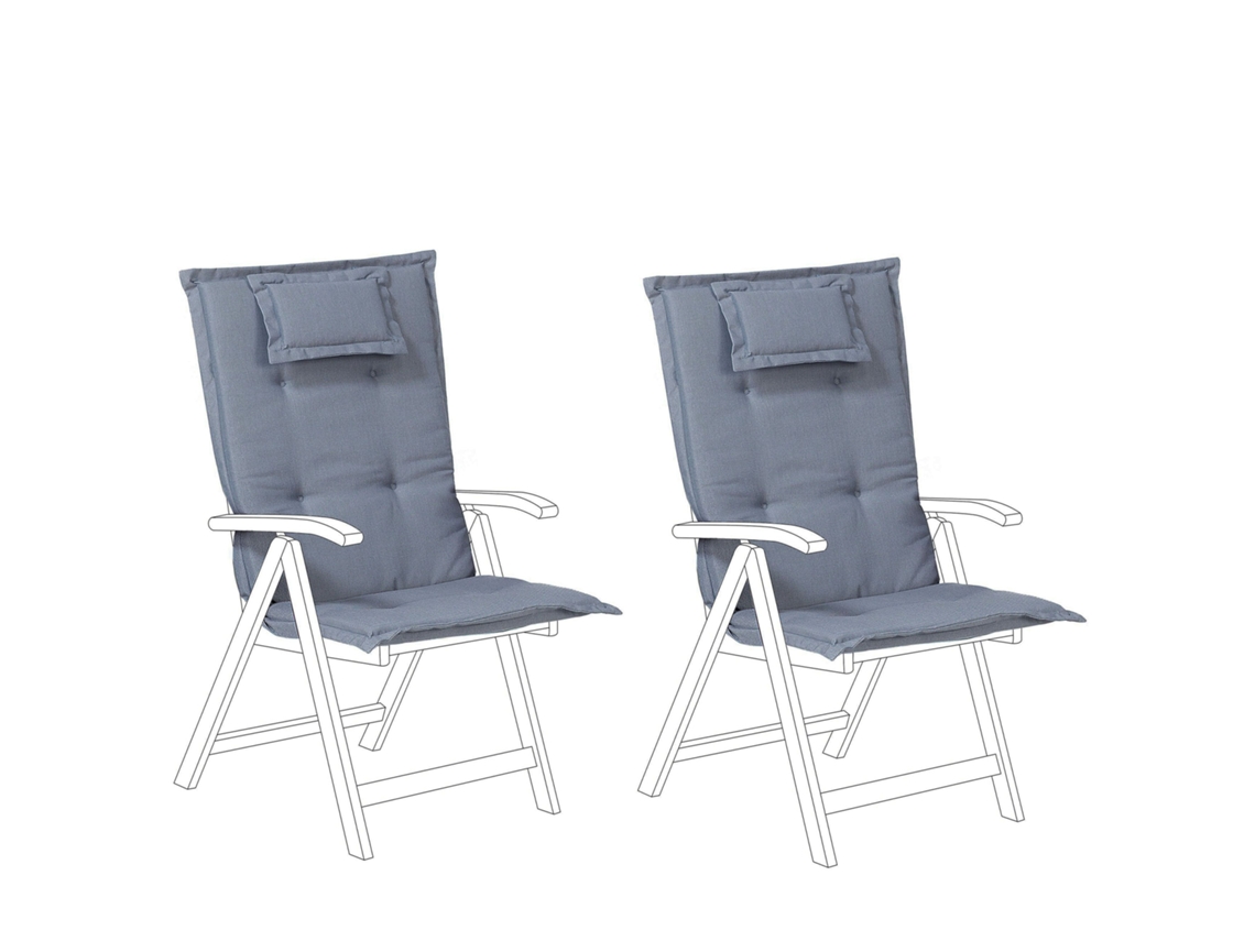 Conjunto De 2 Almofadas De Encosto/assento Java/amantea 50 X 70 Cm Azul