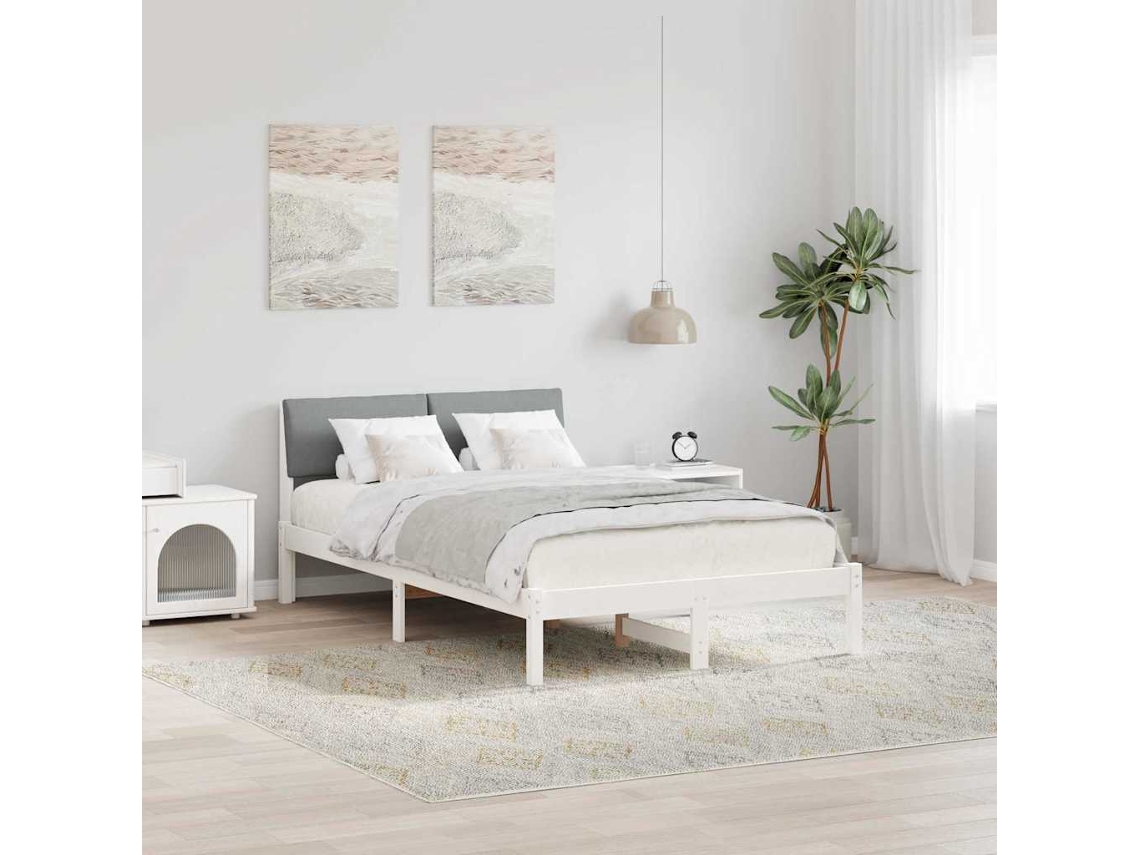 Vidaxl Estrutura Da Cama Branco E Cinza Claro 120 X 200 Cm