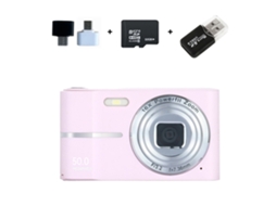 Câmara Digital 4K M03 Tela LCD de 2,4 Polegadas Zoom 16x Mini Câmara Compacta com Cartão de Memória 32g Rosa GERTIZ (Outlet Grade A)