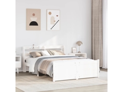 Estrutura De Cama C/ Cabeceira 150x200 Cm Pinho Maciço Branco