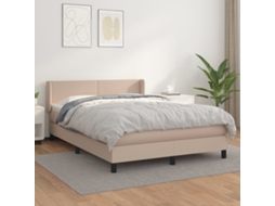 Cama Com Molas/colchão 140x200 Cm Couro Artificial Cappuccino