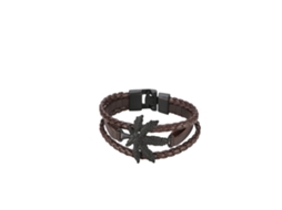 Pulseira De Tricô Pu Múltiplas Camadas Com Decoração Liga Folha Maple Café & Preto
