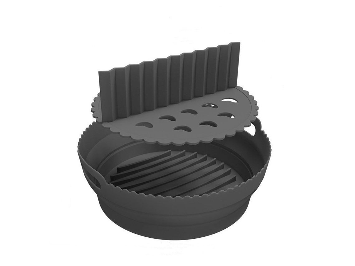 Forro Redondo De Silicone Para Fritadeira Ar Com Divisória, Preto, Reutilizável, Adequado Máquina Lavar Louça