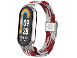 Pulseira De Relógio Xiaomi Mi Band 8 Com Cabeça De Metal E Fivela Ajustável Em Nylon Trançado E Aço.