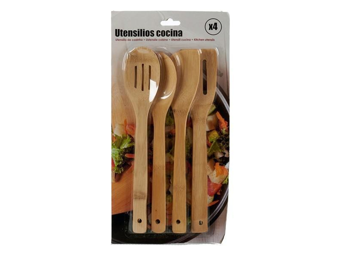 Conjunto de Utensílios de Cozinha 4 Peças Bambu