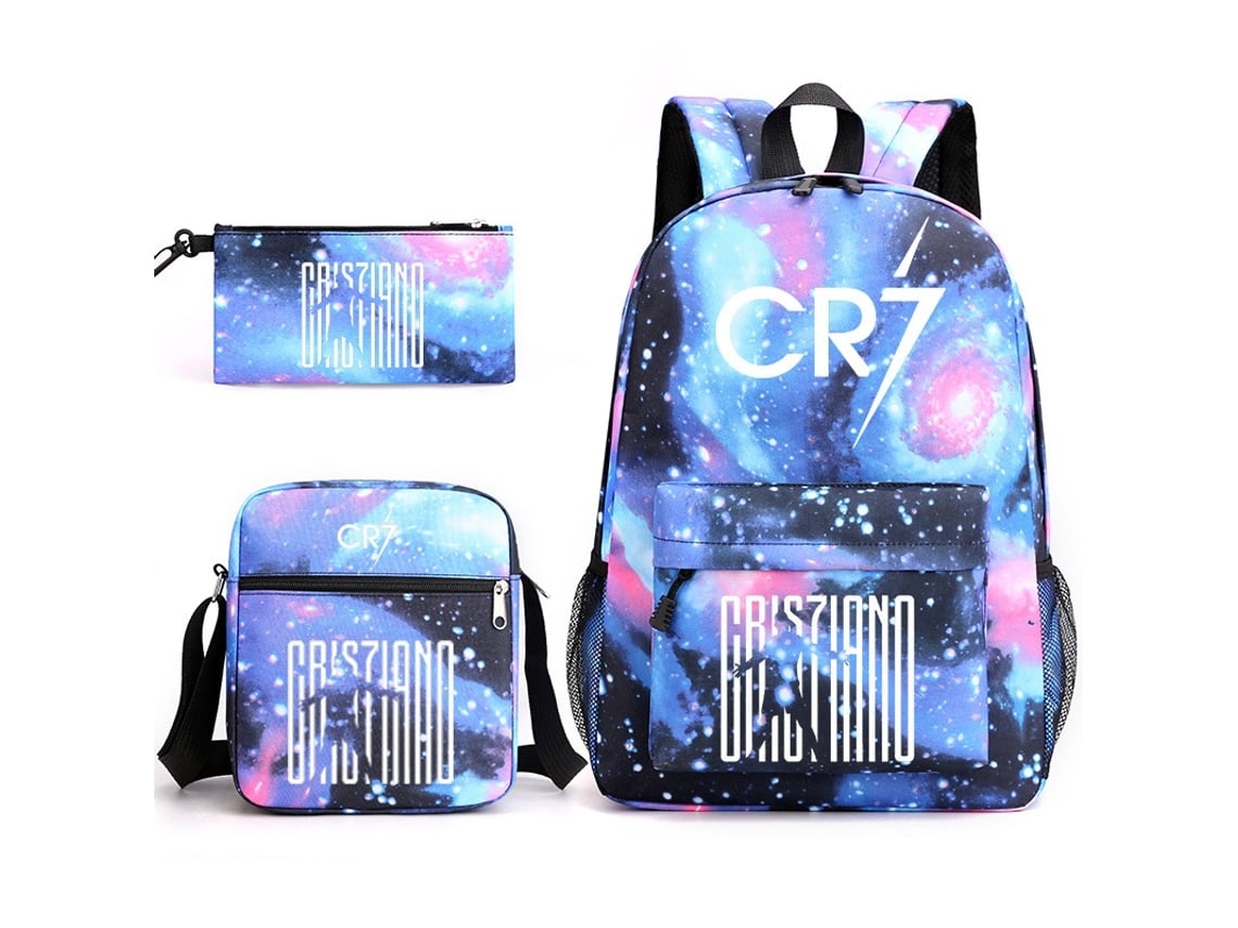 Conjunto De Três Peças De Mochila Escolar De Estudante Cr7*
